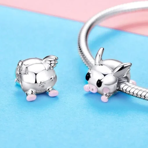 Pig Charms, Pandora Style! Thug Pig, Love You Pig and more! Sterling Silver with CZ
