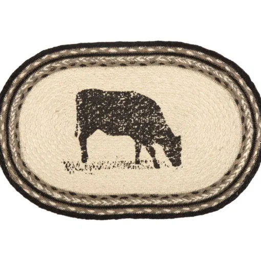 Pig or Cow Jute Placemats Sawyer Mill Set of 6, 12x18