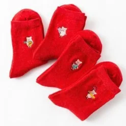 Pig Socks CUTE Pig Socks in Bright Red Cotton Blend