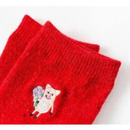 Pig Socks CUTE Pig Socks in Bright Red Cotton Blend