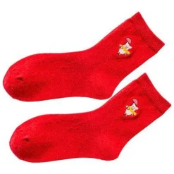 Pig Socks CUTE Pig Socks in Bright Red Cotton Blend