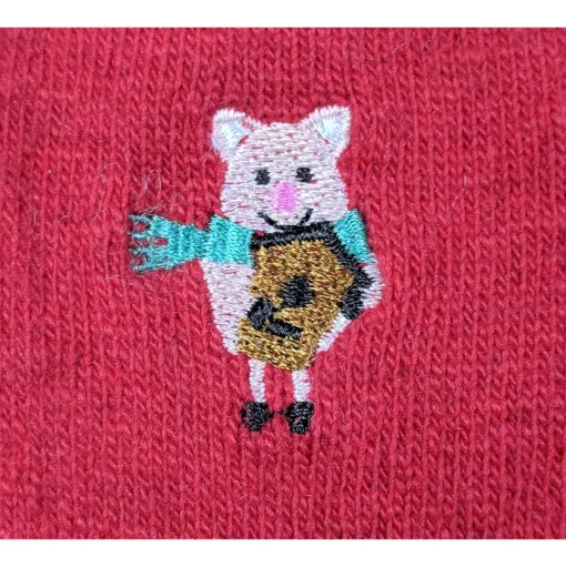 Pig Socks CUTE Pig Socks in Bright Red Cotton Blend