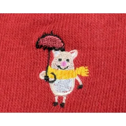 Pig Socks CUTE Pig Socks in Bright Red Cotton Blend