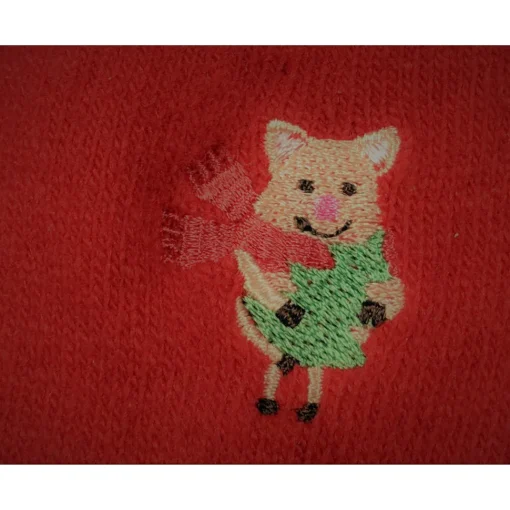 Pig Socks CUTE Pig Socks in Bright Red Cotton Blend