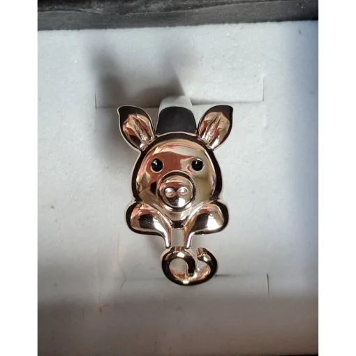 Pig Stud Earrings "Keep Me In Your Heart" Rose Gold Plated Sterling Silver