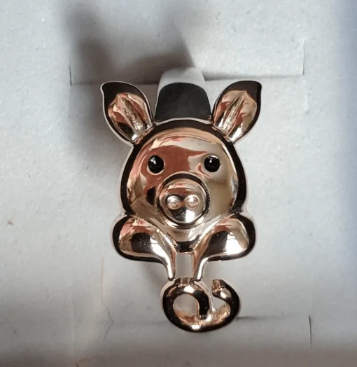 Pig Stud Earrings "Keep Me In Your Heart" Rose Gold Plated Sterling Silver