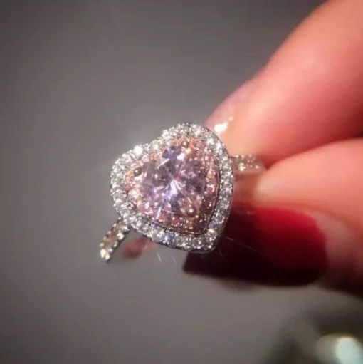 Pink CZ Heart Ring size 6 925 Sterling Silver