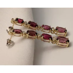 Pink Tourmaline and Diamond SET, 27.4ctw Necklace & 7.45ctw Earrings in 14K Gold, STUNNING!