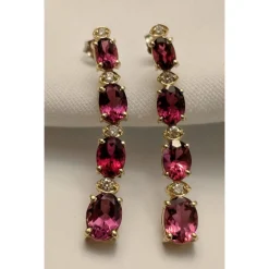 Pink Tourmaline and Diamond SET, 27.4ctw Necklace & 7.45ctw Earrings in 14K Gold, STUNNING!