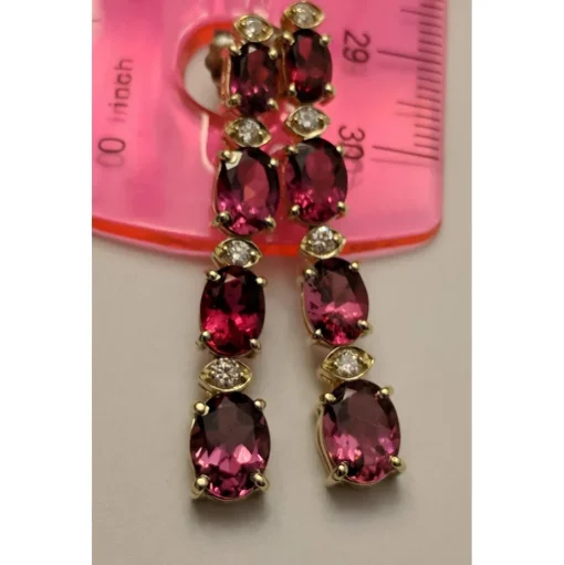Pink Tourmaline and Diamond SET, 27.4ctw Necklace & 7.45ctw Earrings in 14K Gold, STUNNING!