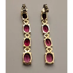 Pink Tourmaline and Diamond SET, 27.4ctw Necklace & 7.45ctw Earrings in 14K Gold, STUNNING!