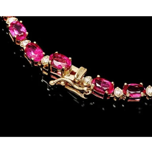 Pink Tourmaline and Diamond SET, 27.4ctw Necklace & 7.45ctw Earrings in 14K Gold, STUNNING!