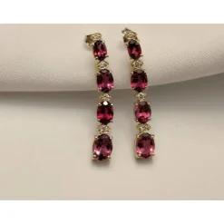 Pink Tourmaline and Diamond SET, 27.4ctw Necklace & 7.45ctw Earrings in 14K Gold, STUNNING!