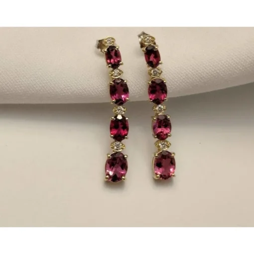 Pink Tourmaline and Diamond SET, 27.4ctw Necklace & 7.45ctw Earrings in 14K Gold, STUNNING!