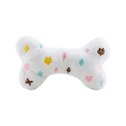 Plush Parody Pet Chew Bone White Chewy Vuiton Bones for Dogs with Speaker Inside