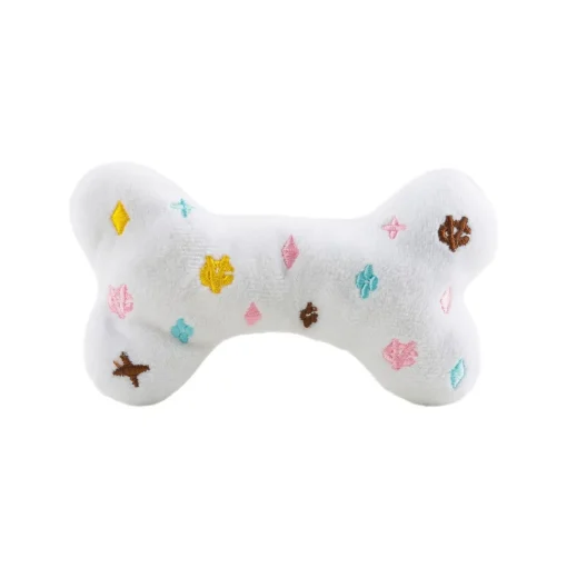 Plush Parody Pet Chew Bone White Chewy Vuiton Bones for Dogs with Speaker Inside