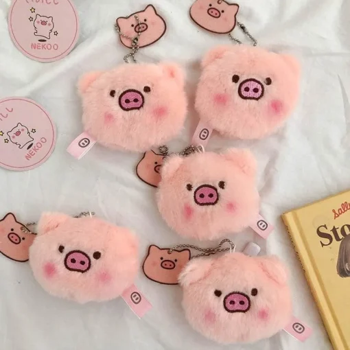 Plush Pig Butt and Face Key Chains Purse Decorations Pin