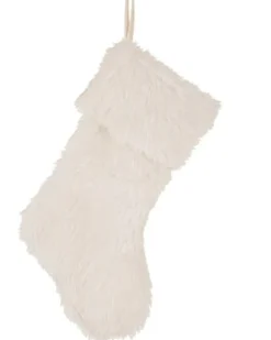 Plush with Snowflake Christmas Stocking Polyester Holiday Decor Imported