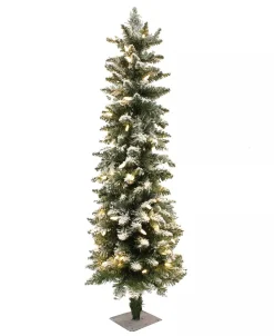 3.5' Prelit Frosted Pencil Christmas Tree with 100 LED Lights