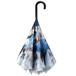 Raining Cats & Dogs Stick Umbrella Reverse Close