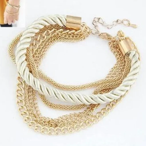Rope with Chains and Heart Bangle Fashion Fun Cute Bracelets,