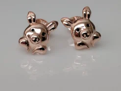 Rose Gold Plated Sterling Silver Piggy Ring and Post Earrings