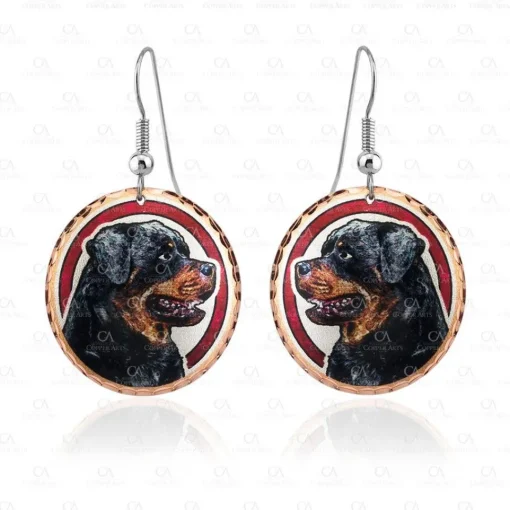Rottweiler Copper Art Earrings, Handmade in the USA