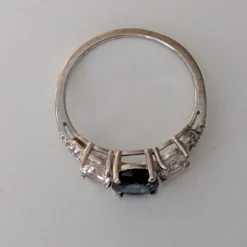 Sapphire, Morganite and Diamond Ring in 10K White Gold, Gorgeous & Unusual!