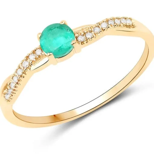 Sapphire or Emerald and Diamond Ring in 14K Gold