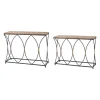 Set of 2 Fisher Island Wood & Metal Console Tables