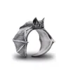 Silver Tone Fashion Bat ring