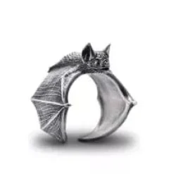 Silver Tone Fashion Bat ring