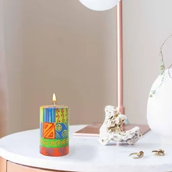 Single Boxed Hand-Painted Pillar Candle - Shahida Design - Nobunto