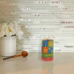 Single Boxed Hand-Painted Pillar Candle - Shahida Design - Nobunto