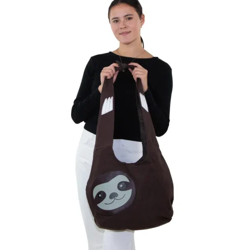 Sloth "Hang Loose" Canvas Hobo Bag by Sleepyville Critters