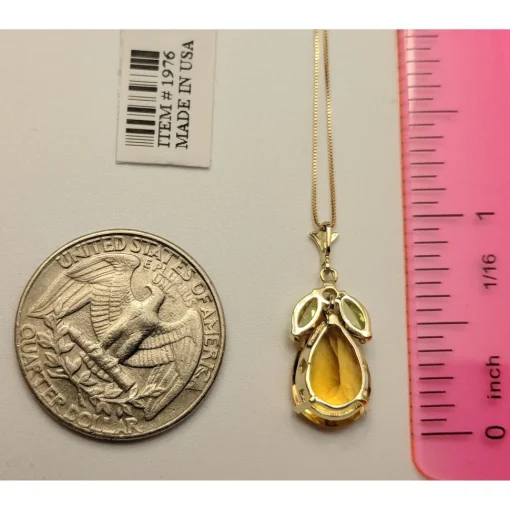 Sparkling 6.5ctw Citrine and Peridot Necklace in 14K Gold
