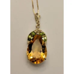 Sparkling 6.5ctw Citrine and Peridot Necklace in 14K Gold
