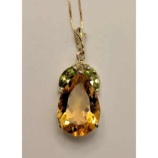 Sparkling 6.5ctw Citrine and Peridot Necklace in 14K Gold