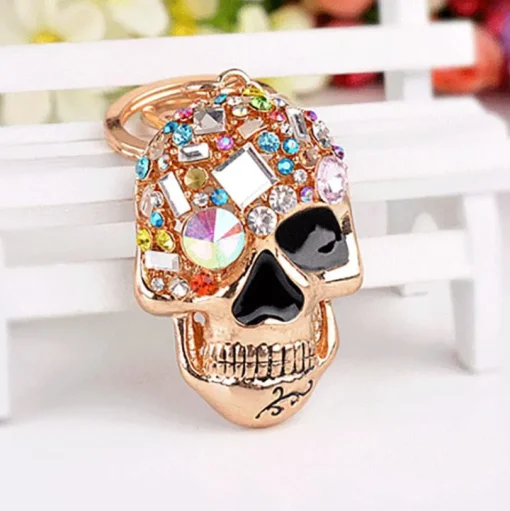Sparkling Skull Keyring and Punk Style Hand-Bone with Claws-Scary Cute!