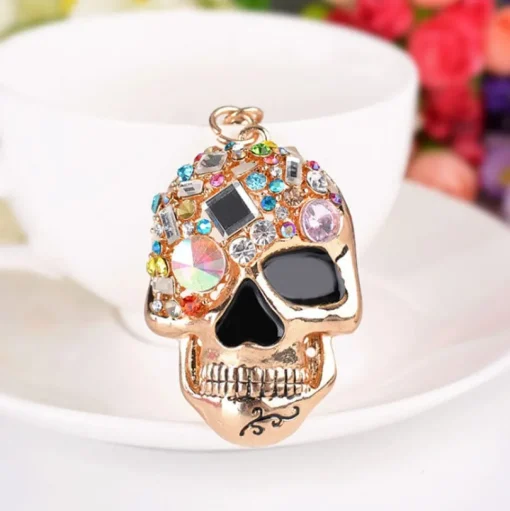 Sparkling Skull Keyring and Punk Style Hand-Bone with Claws-Scary Cute!