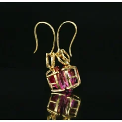Spectacular 18K Gold Pink Tourmaline and Diamond Earrings, 5.36 ctw