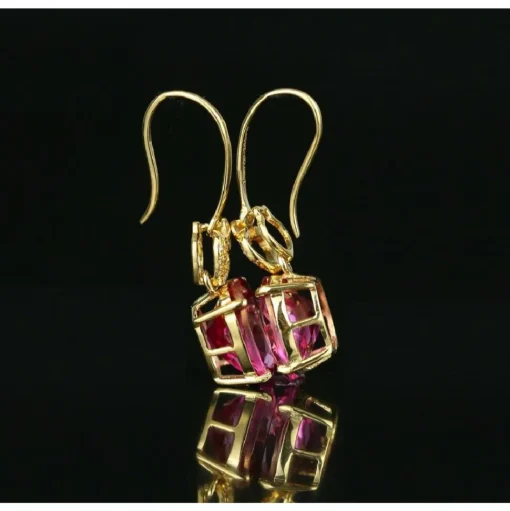 Spectacular 18K Gold Pink Tourmaline and Diamond Earrings, 5.36 ctw