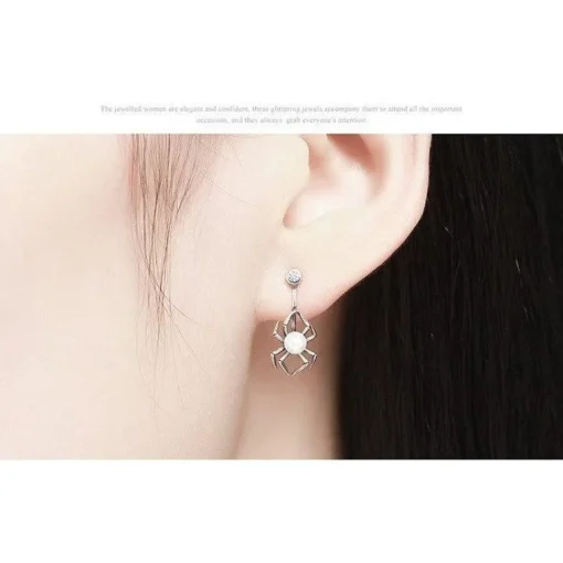 Spider and Pearl Earrings and Ring in Sterling Silver, Adorable!