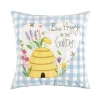 Spring Bee Happy In Blue Throw Pillow*