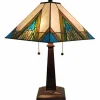 Stained Glass Handcrafted Pyramid Style Two Light Table Lamp