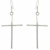 Sterling Silver Cross Drop Earrings Handmade in Mexico