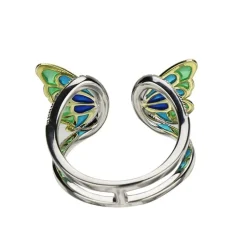 Sterling Silver Enamel Butterfly Necklace with Swarovski Crystal Top of the Line!