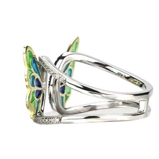Sterling Silver Enamel Butterfly Necklace with Swarovski Crystal Top of the Line!