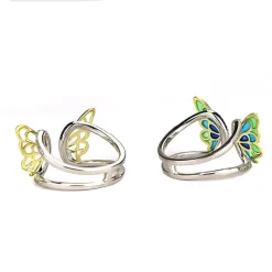 Sterling Silver Enamel Butterfly Necklace with Swarovski Crystal Top of the Line!