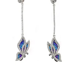 Sterling Silver Enamel Butterfly Necklace with Swarovski Crystal Top of the Line!